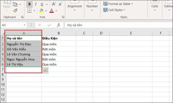 Hướng dẫn thiết lập điều kiện gạch ngang chữ trong Excel