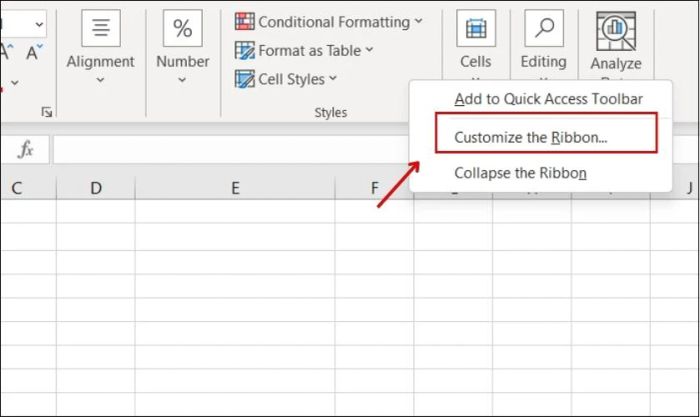 Thêm tùy chọn Strikethrough (gạch ngang) vào thanh công cụ Excel.