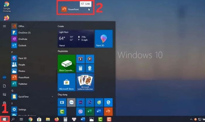 Kéo ứng dụng ra màn hình máy tính từ Start Menu