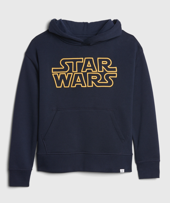 A close-up of the hoodie’s front, featuring the iconic Star Wars logo.