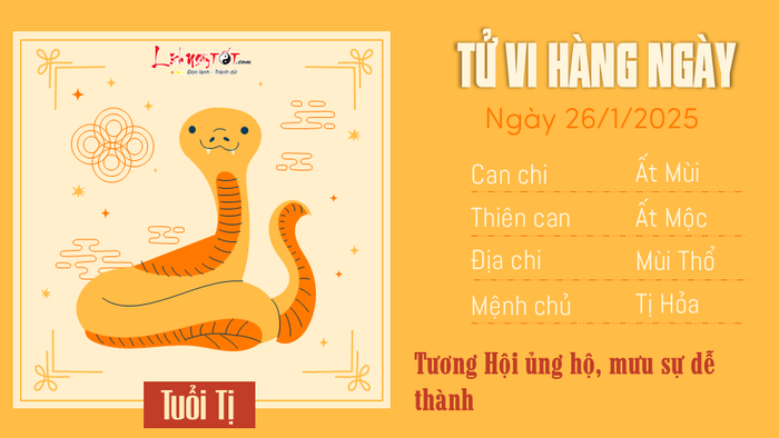 Tử vi ngày 26/1/2025 - Tuổi Tị
