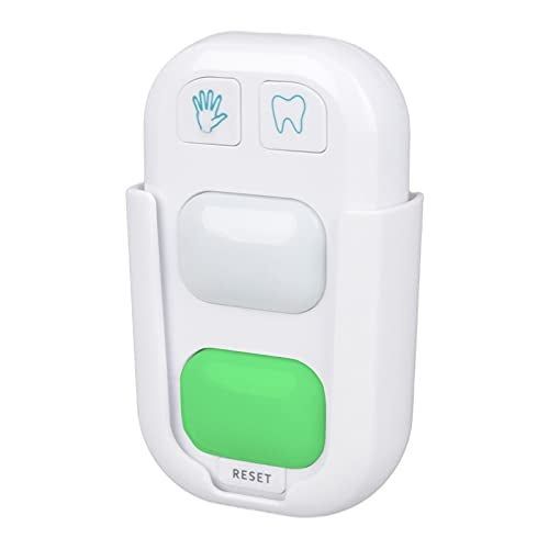 a hand sanitizer and brush timer with a reset button, designed for effective hygiene routines