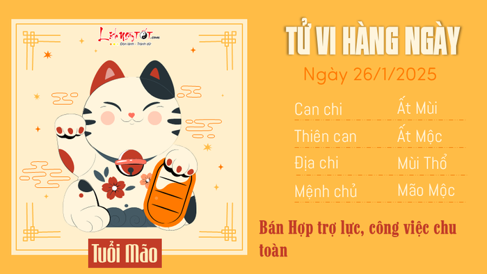 Tử vi ngày 26/1/2025 - Tuổi Mão