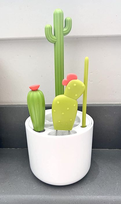 A set of bottle brushes designed to resemble cacti