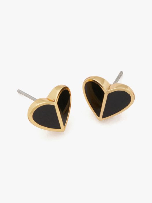 Product image of two black heart-shaped earrings