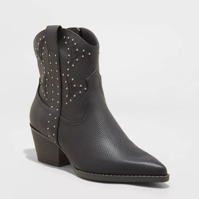 black western ankle booties with a pointed toe