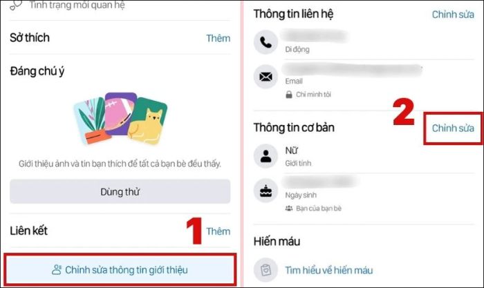 Nhấn vào tùy chọn Chỉnh sửa thông tin giới thiệu ở phía dưới trang