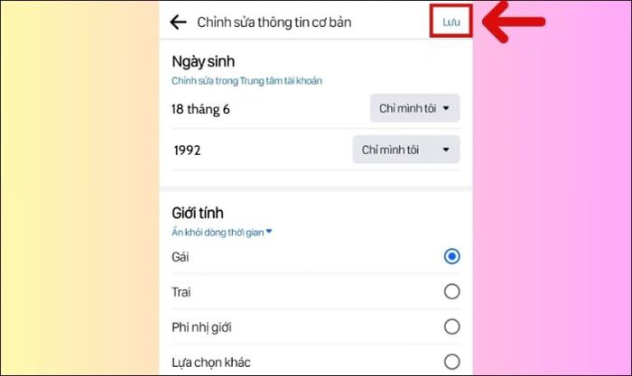 Nhấn chọn nút Lưu phía trên cùng