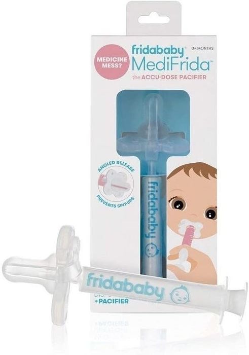 A syringe-style medicine dispenser designed like a pacifier