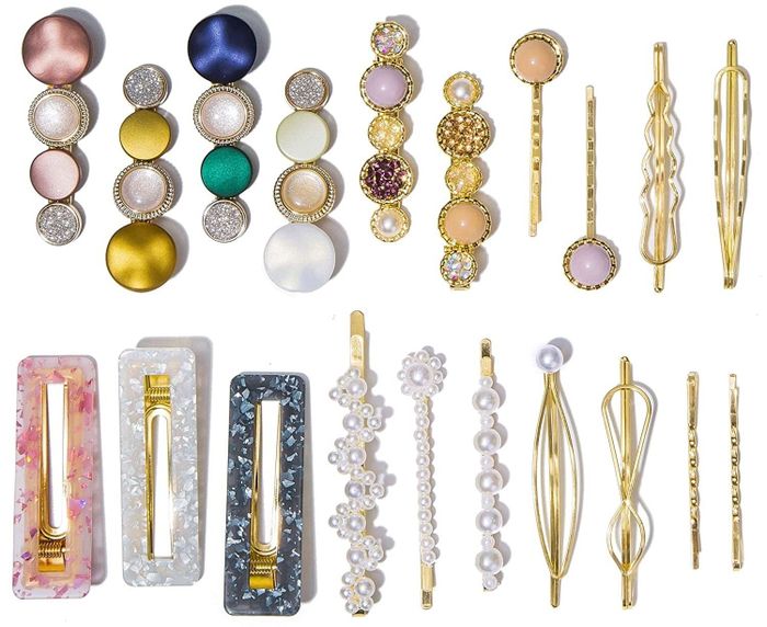 A beautiful 20-piece set of hair clips.