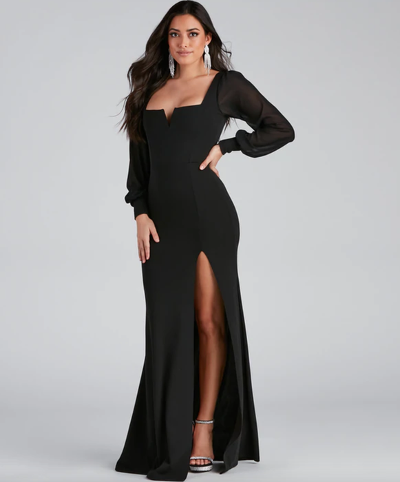 model showcasing the black dress