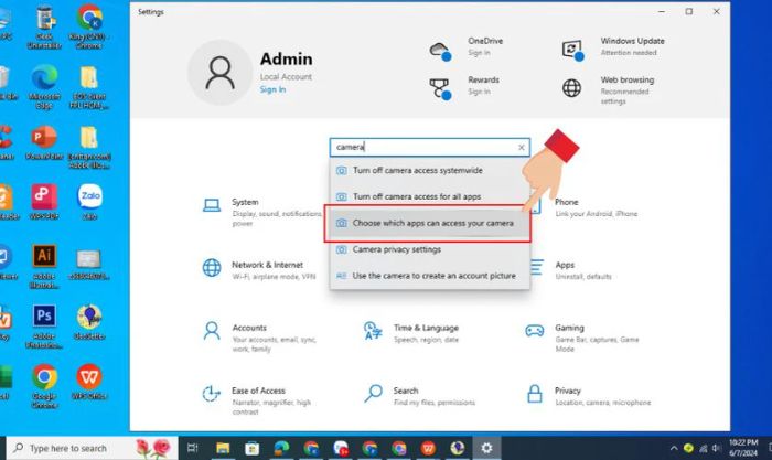 Hướng dẫn cách cấp quyền sử dụng camera trên laptop Windows