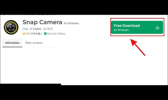 Hãy tải và cài đặt ứng dụng Snap Camera trên máy tính của bạn