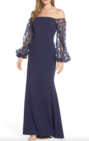 model displaying the front view of the dress