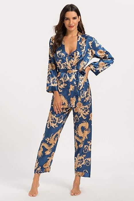 The model is wearing the pajama set.