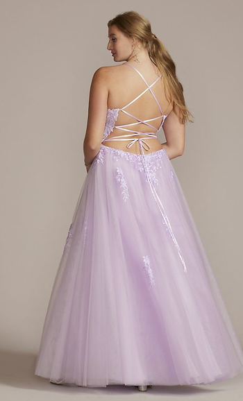 model displaying the back view of the dress