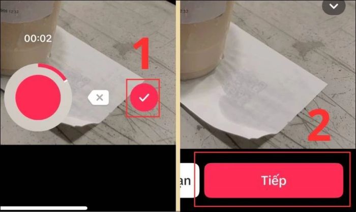 Nhấn vào Dấu tích và chọn Tiếp