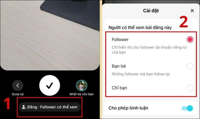 Điều chỉnh đối tượng có thể xem ảnh bạn chụp trên TikTok