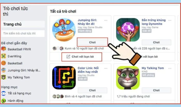Một số tựa game nổi bật trên Messenger