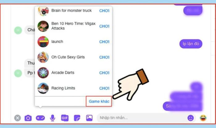 Lựa chọn trò chơi khác
