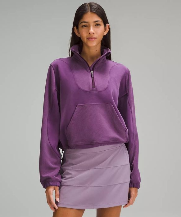 half-zip sweater with ribbed accents