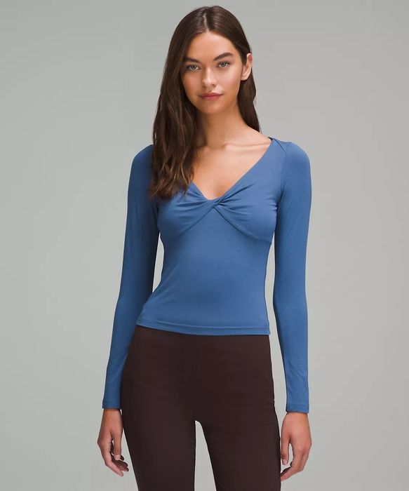long sleeve top with twisted bodice