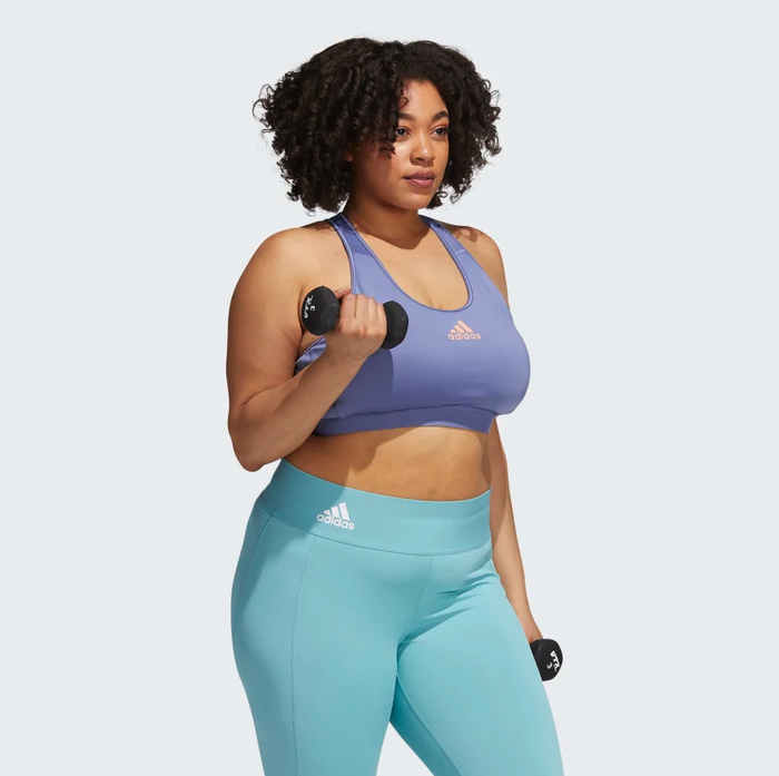 Model wearing the purple bra