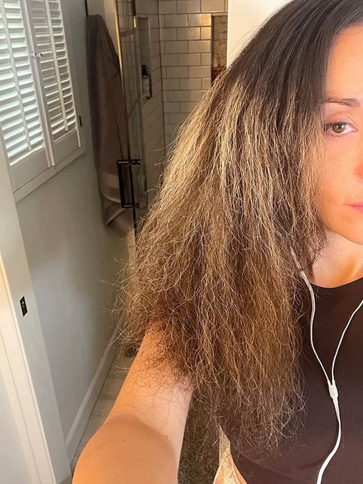 Reviewer's hair before applying the oil