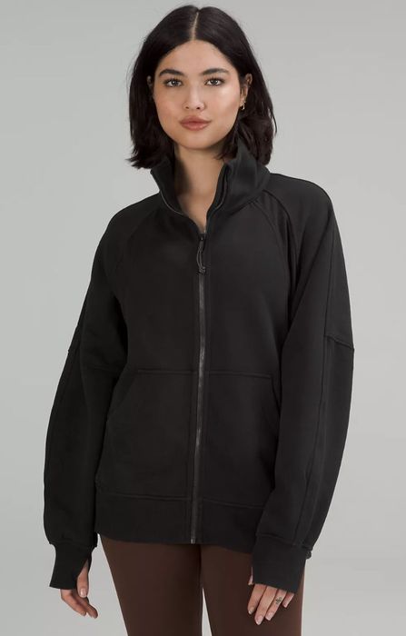 A black funnel-neck jacket