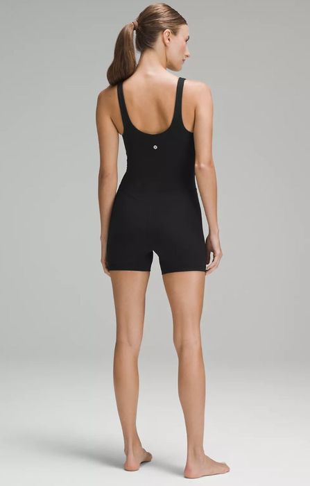 A view of the black bodysuit from behind