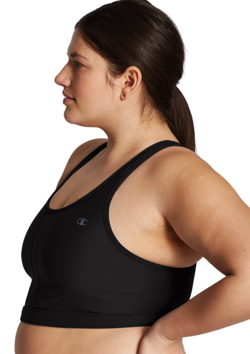 Model showcasing the black bra