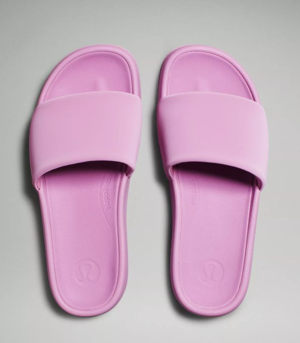A pair of slides in a lovely pink hue