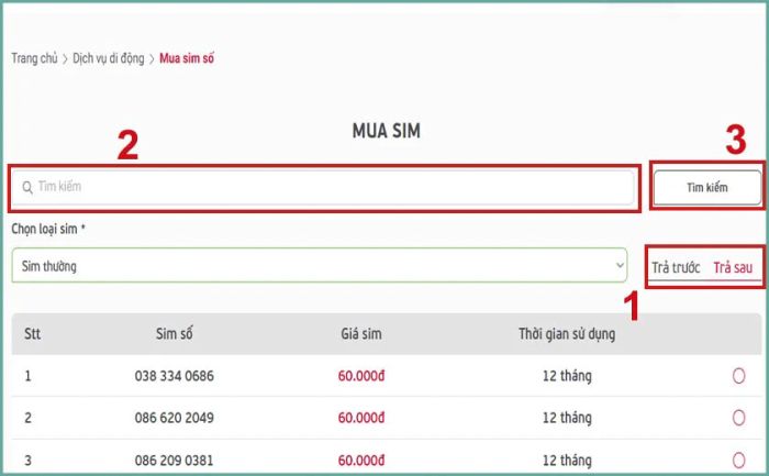 hướng dẫn chi tiết cách mua sim 086 trên trang web Viettel