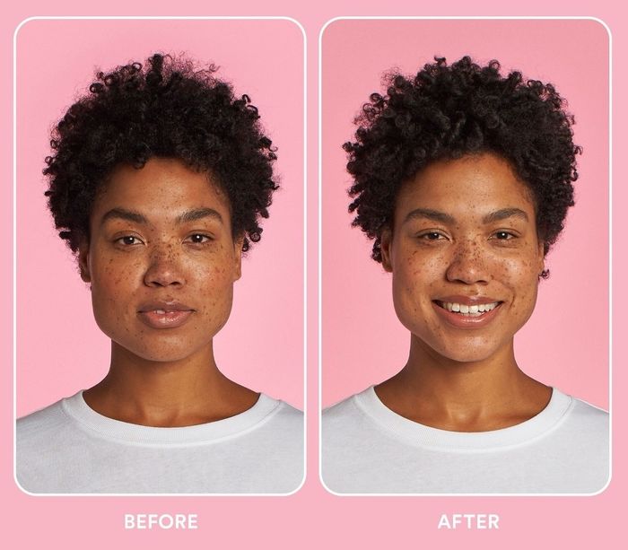 A side-by-side visual of a person’s hair before and after using the Verb Ghost Collection, highlighting noticeable improvements in volume and curl definition.