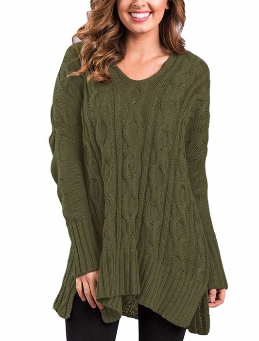 The army green knit showcased in a street-style ready outfit