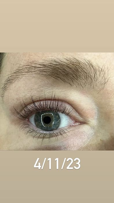 Reviewer's lashes in April of the same year after using the serum