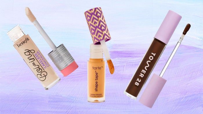 Benefit Boi-ing Cakeless Concealer, Tarte Shape Tape, and Tower 28 Swipe Serum Concealer.