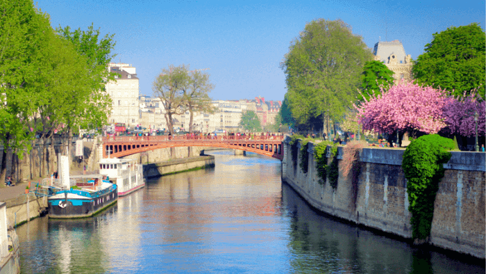 The Seine River in Paris during spring