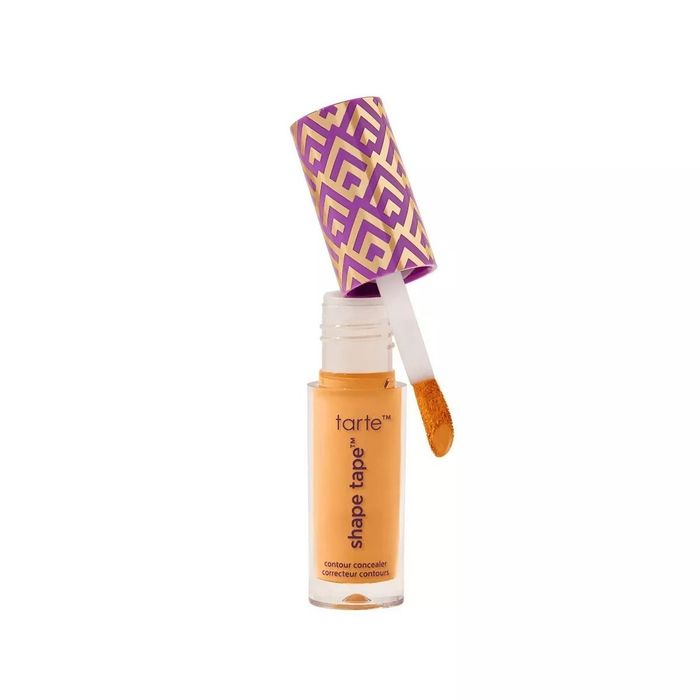 Tarte Shape Tape Concealer with a Purple Patterned Cap, Open with the Applicator Visible
