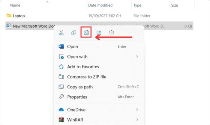 Thay đổi tên file Word trên máy tính