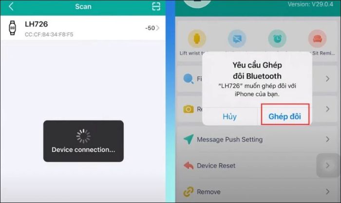 Chọn vào mục Ghép đôi