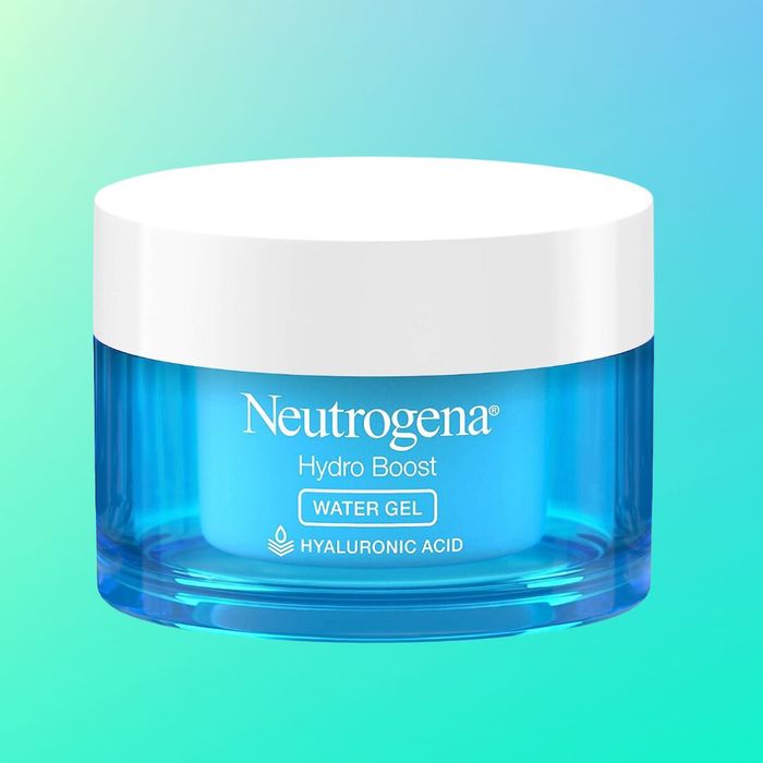 Neutrogena Hydro Boost Water Gel, featuring hyaluronic acid, packaged in a blue jar with a white cap.