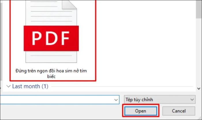 Chọn file PDF đã chuyển đổi