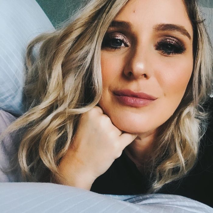 A reviewer showcasing the eyeshadow.