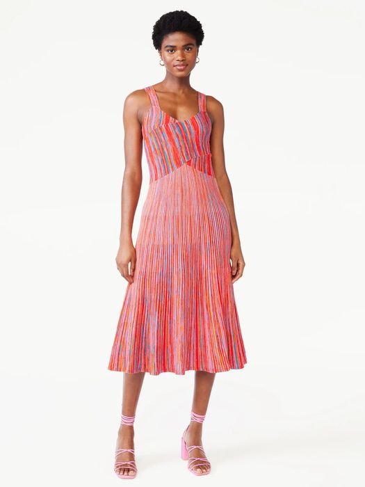 A model wearing the elegant midi dress