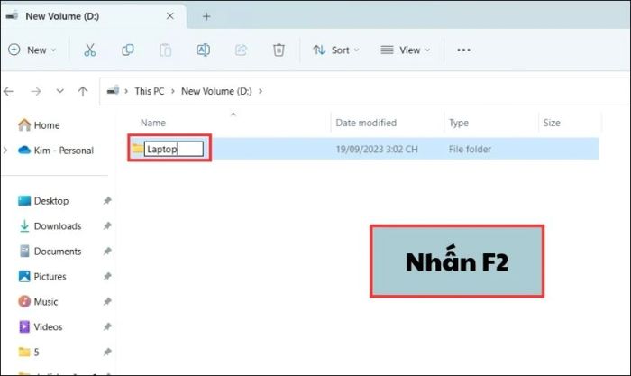 Nhấn phím F2 và nhập tên bạn muốn đặt cho file trên máy tính