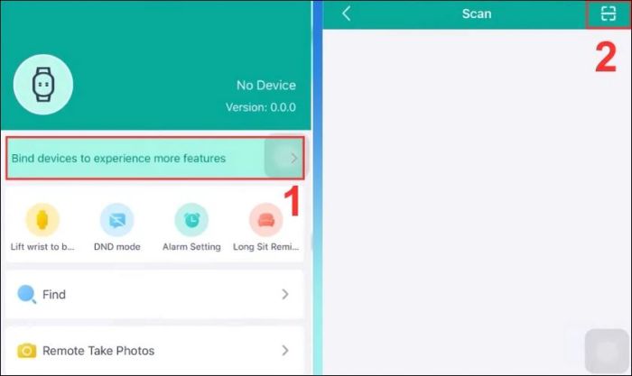 Bạn nhấn vào dòng chữ Bind devices to experience more features