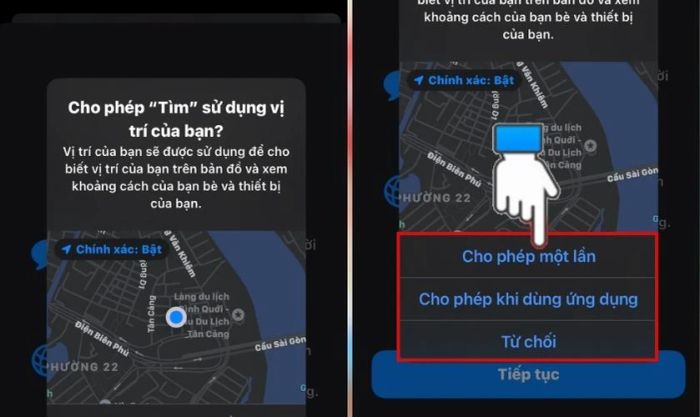 Cho phép ứng dụng sử dụng vị trí của bạn