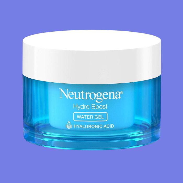 The container of Neutrogena Hydro Boost Water Gel with the label highlighting 'Hyaluronic Acid.'