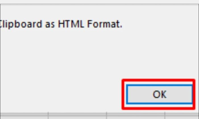 Nhấn Ok để kết thúc việc chuyển đổi từ Word sang Excel